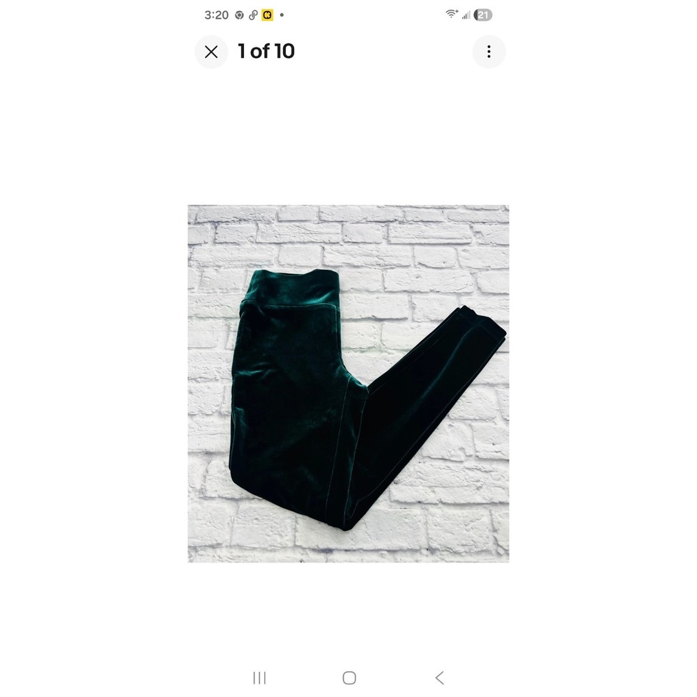 INC International Concepts Velvet Skinny Legging Pants Green Siz M Pull On Women